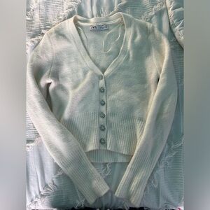 Zara Cream Button-Up Women's Sweater